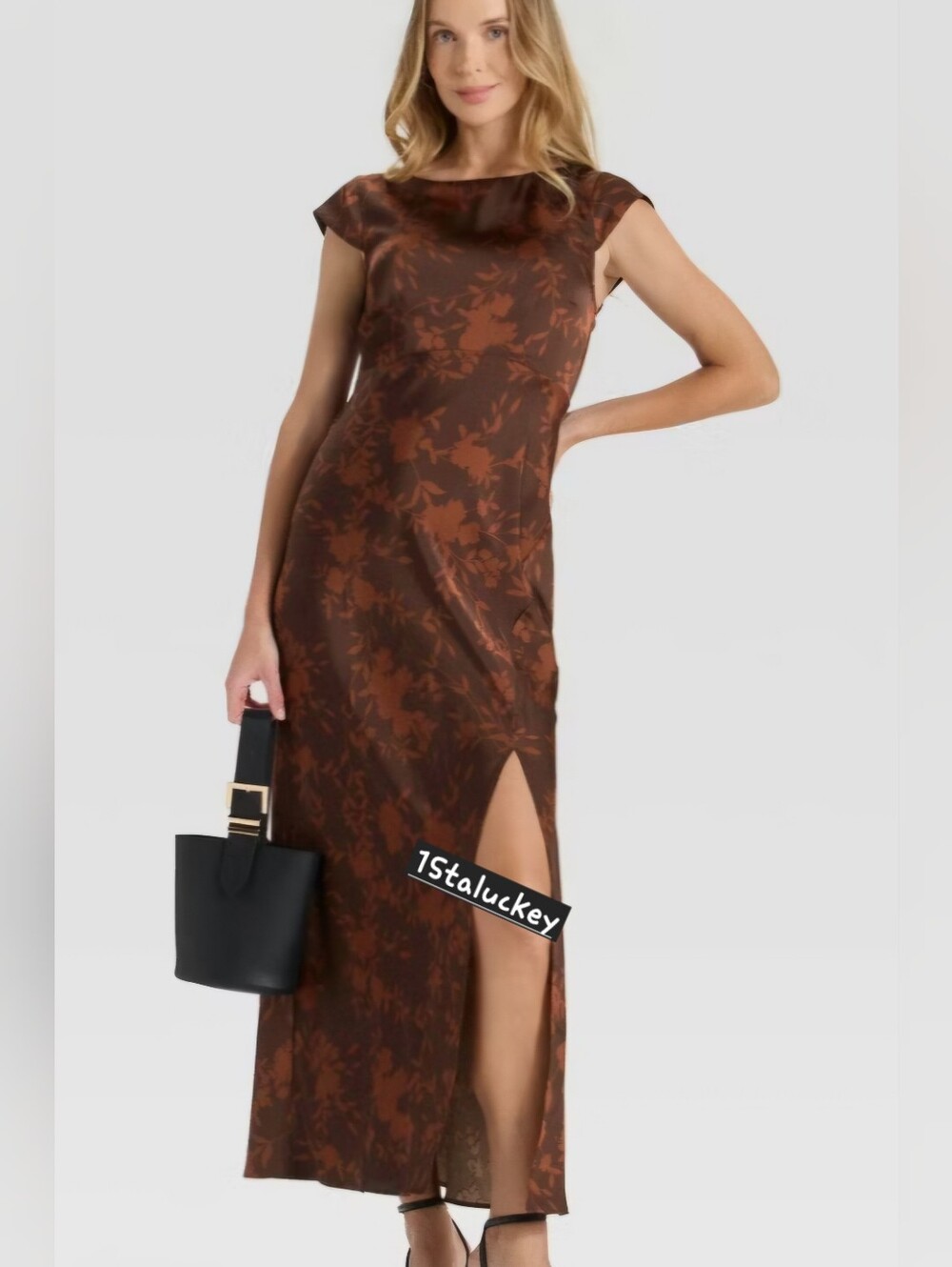 A New Day - Woven Open Back Maxi Dress in Brown sz Medium